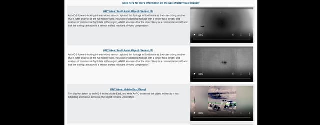 米国防総省、UFOやUAP（未確認異常現象）の情報や動画を一般公開するウェブサイトを開設