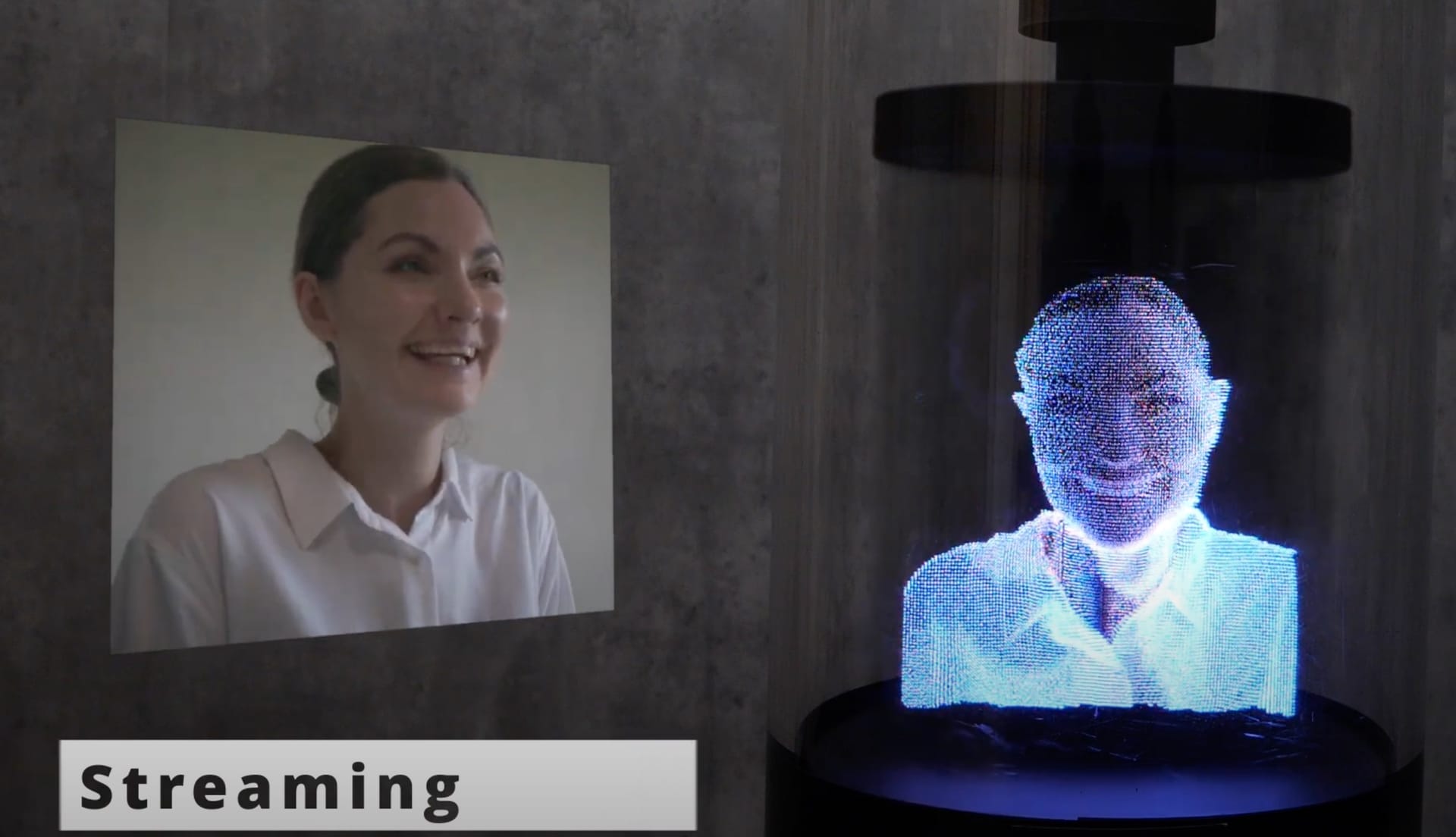 3Dホログラムで実体を「テレポーテーション」、リアルタイム3D投影サイネージ「brightvox 3D」がレンタル開始