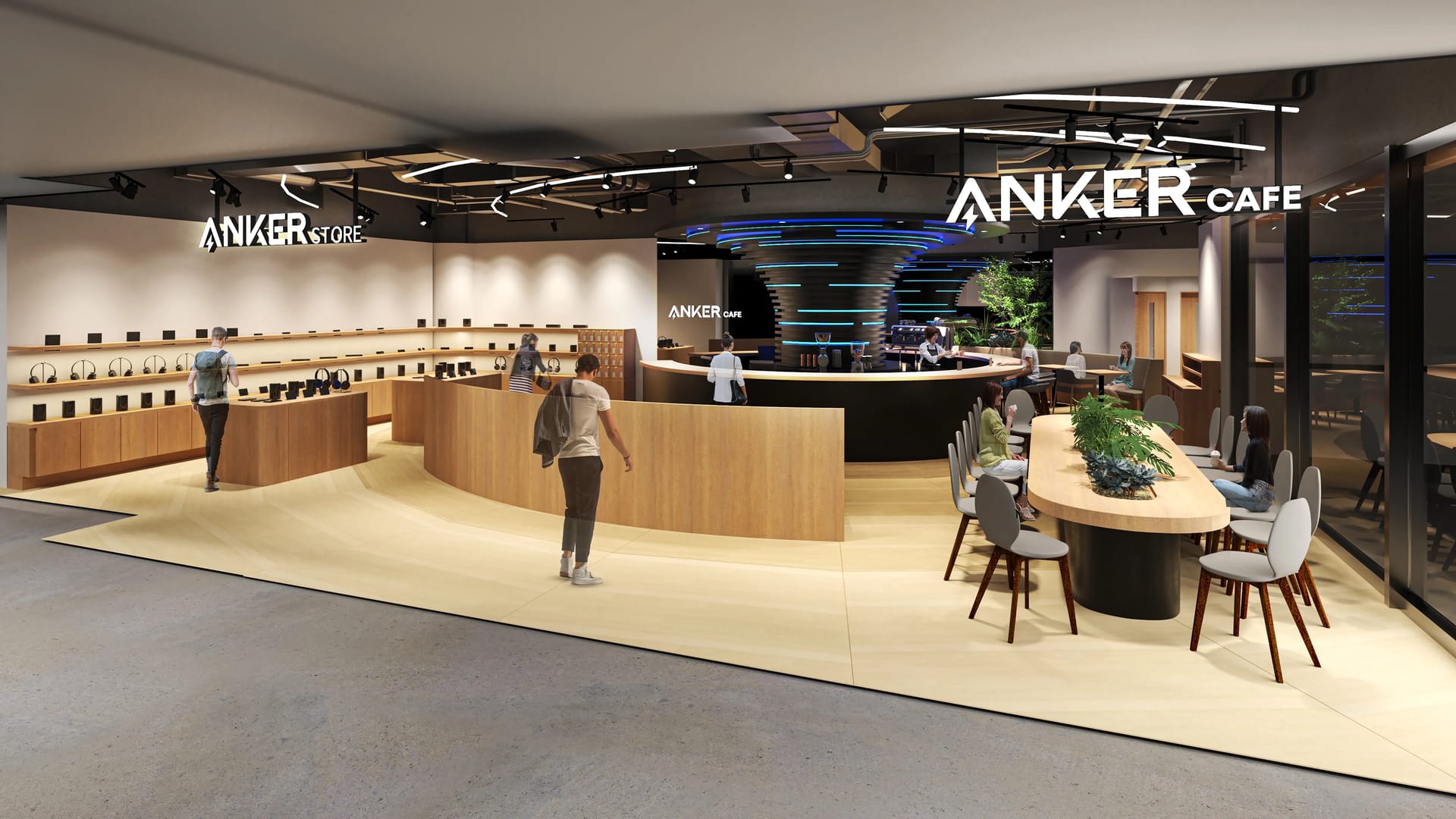 Anker、飲食店「Anker Store & Cafe 汐留」をオープン―全席に充電機能完備、カフェメニューも充実
