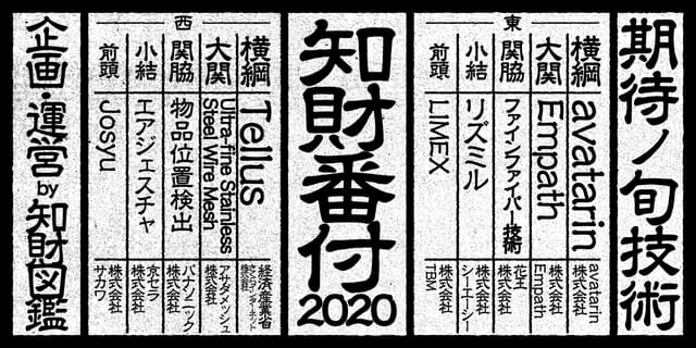 優れたテクノロジーやサービスを称える「知財番付2020」受賞知財