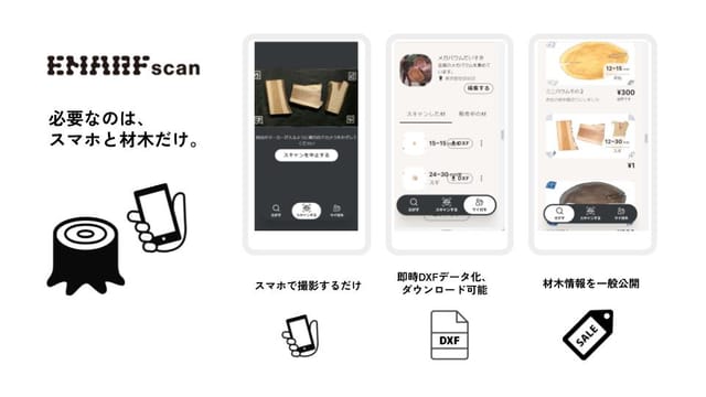 スマホ撮影で木材を即データ化、管理・販売できるサービス「EMARF scan」α版が開始─流通の難しい木材、端材を販売へ
