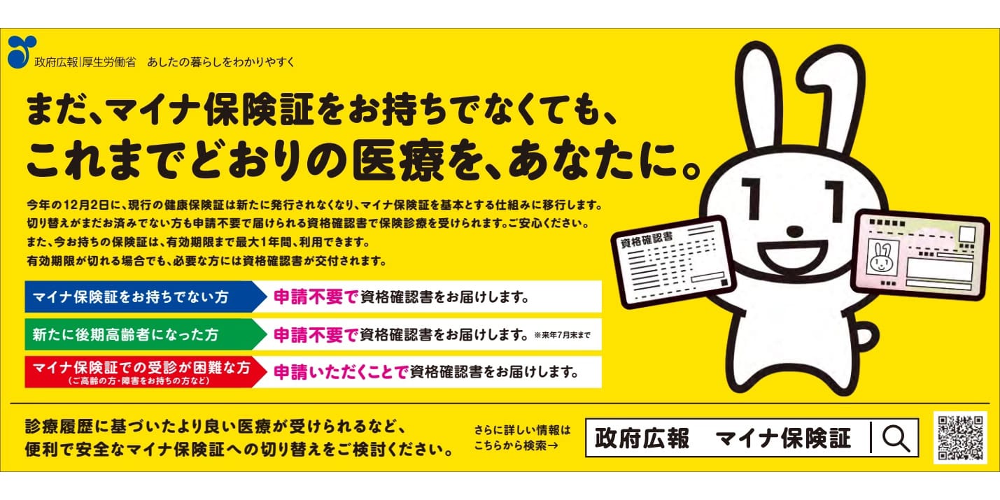 健康保険証からマイナ保険証へ移行、12月から新発行停止―資格確認書で非登録者サポート