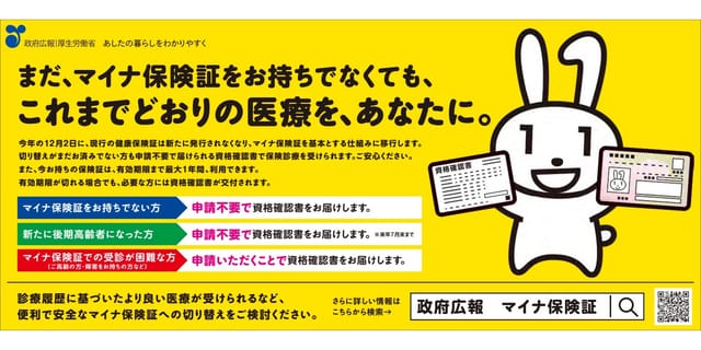 健康保険証からマイナ保険証へ移行、12月から新発行停止―資格確認書で非登録者サポート