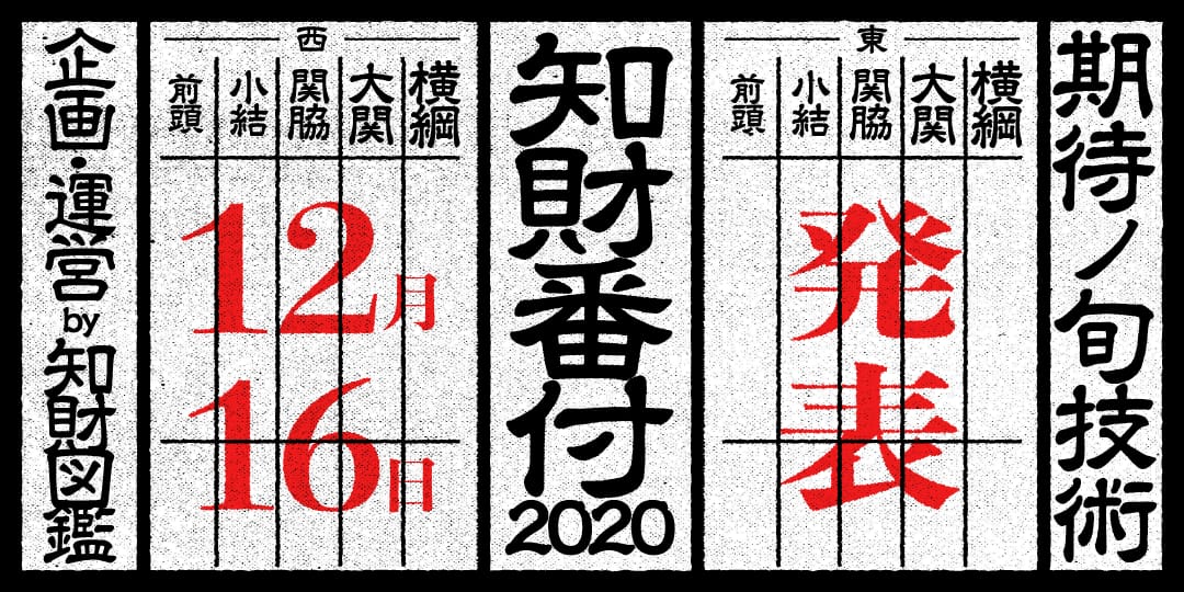 【第1回】優れたテクノロジーやサービスを称える「知財番付2020」が開催決定！