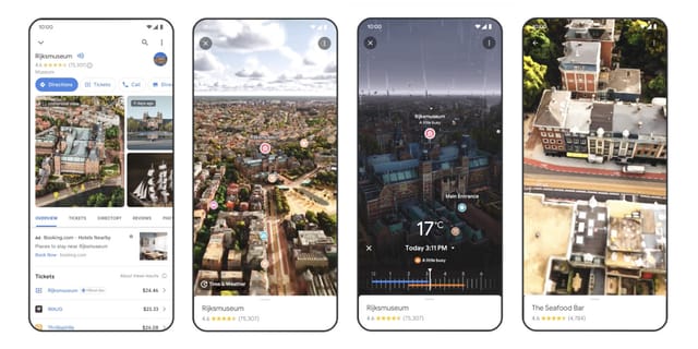 Googleマップに新機能「イマーシブビュー」が追加─上空から3D都市を鳥瞰、ストリートビューと連携