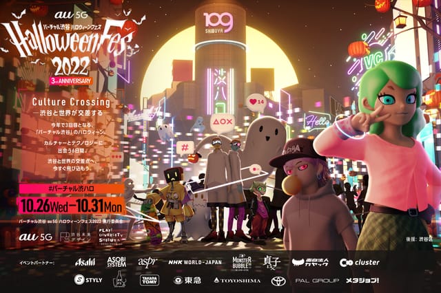 過去100万人が来場した「バーチャル渋谷 au 5G ハロウィーンフェス」、今年も10月26日より開催決定