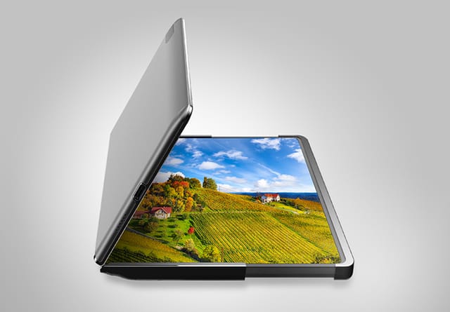 サムスンが折りたたみ&スライドで伸び縮みするモバイルモニター「Flex Hybrid」を発表