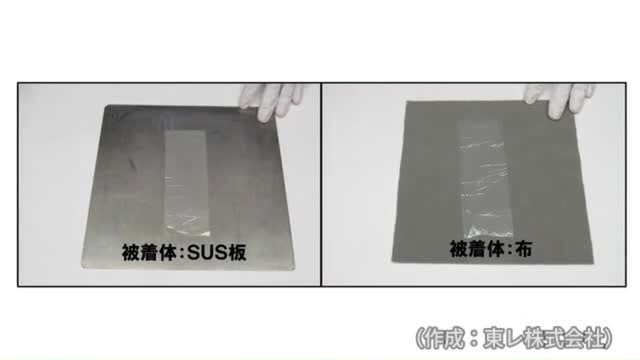 離型紙不要で、布にだけ密着する粘着フィルム