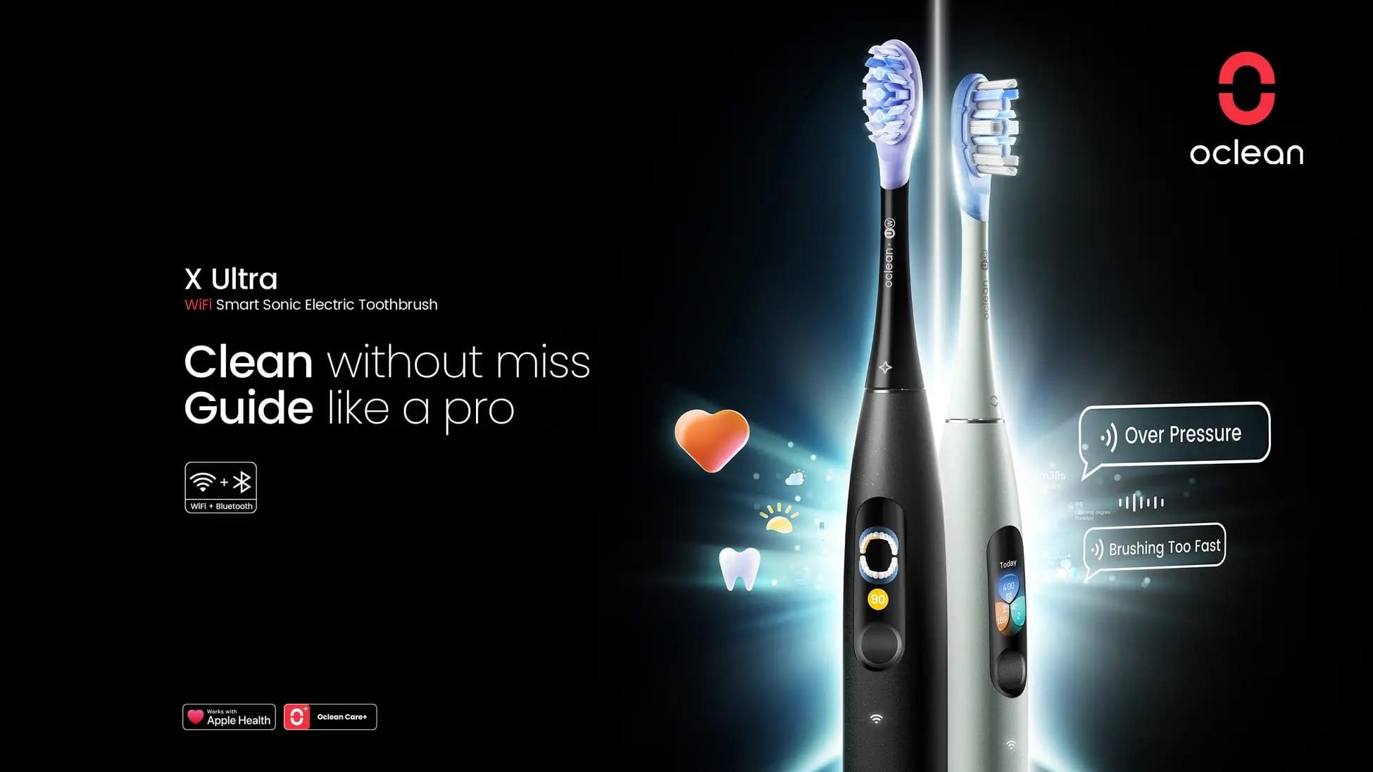Wi-Fiと骨伝導技術を搭載した高機能スマート電動歯ブラシ「Oclean X